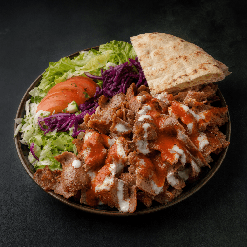10. Malý talíř kebab s chlebem